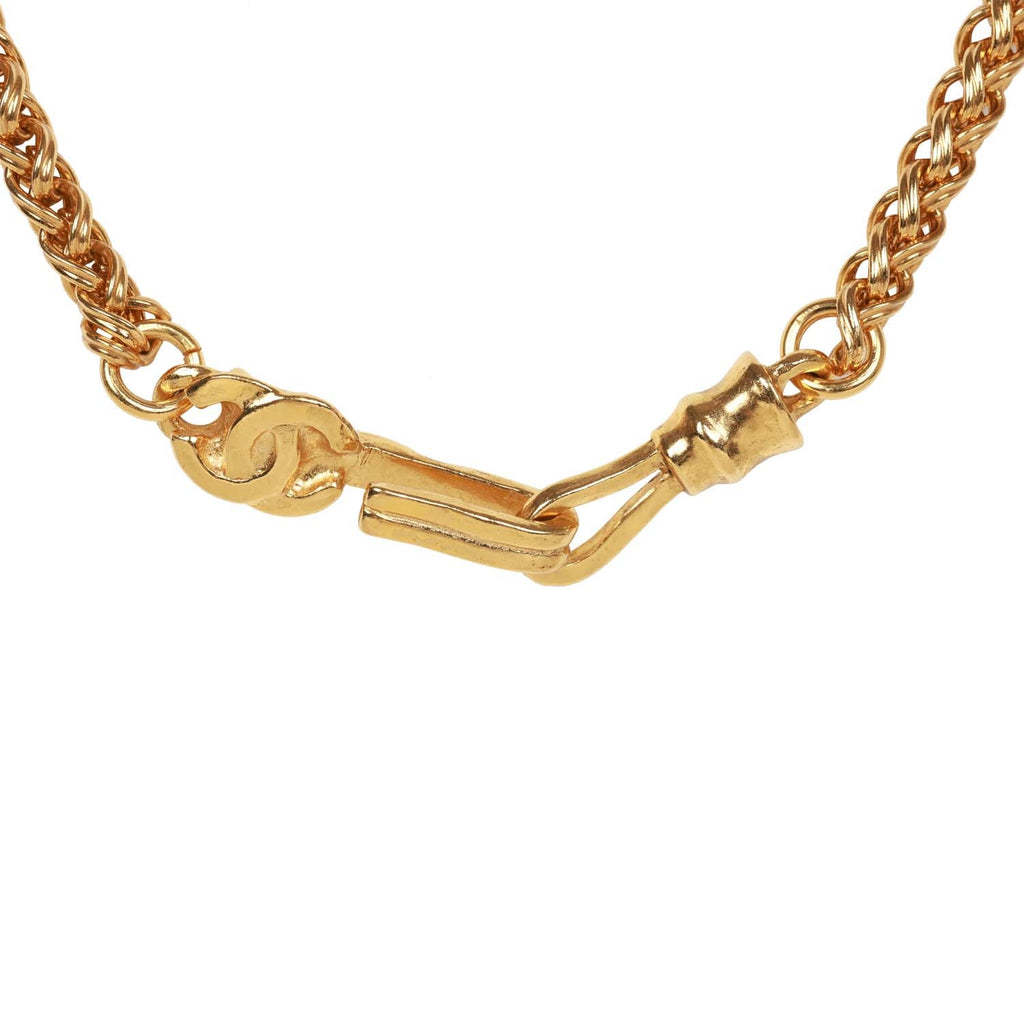 CHANEL Necklace Pendant choker Chain AUTH Vintage Rare Gold １ CC COCO F/S  CH99