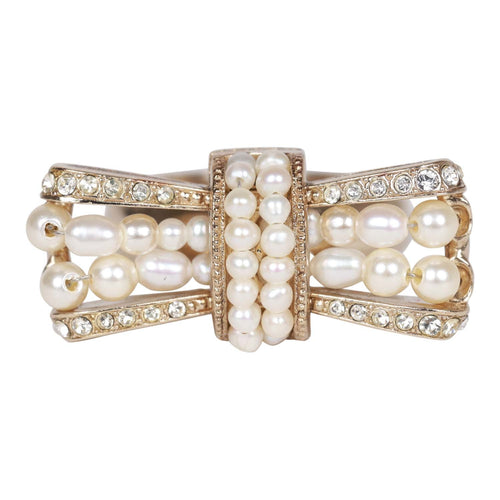 Chanel Square Golden Brooch with Resin and Faux Pearls