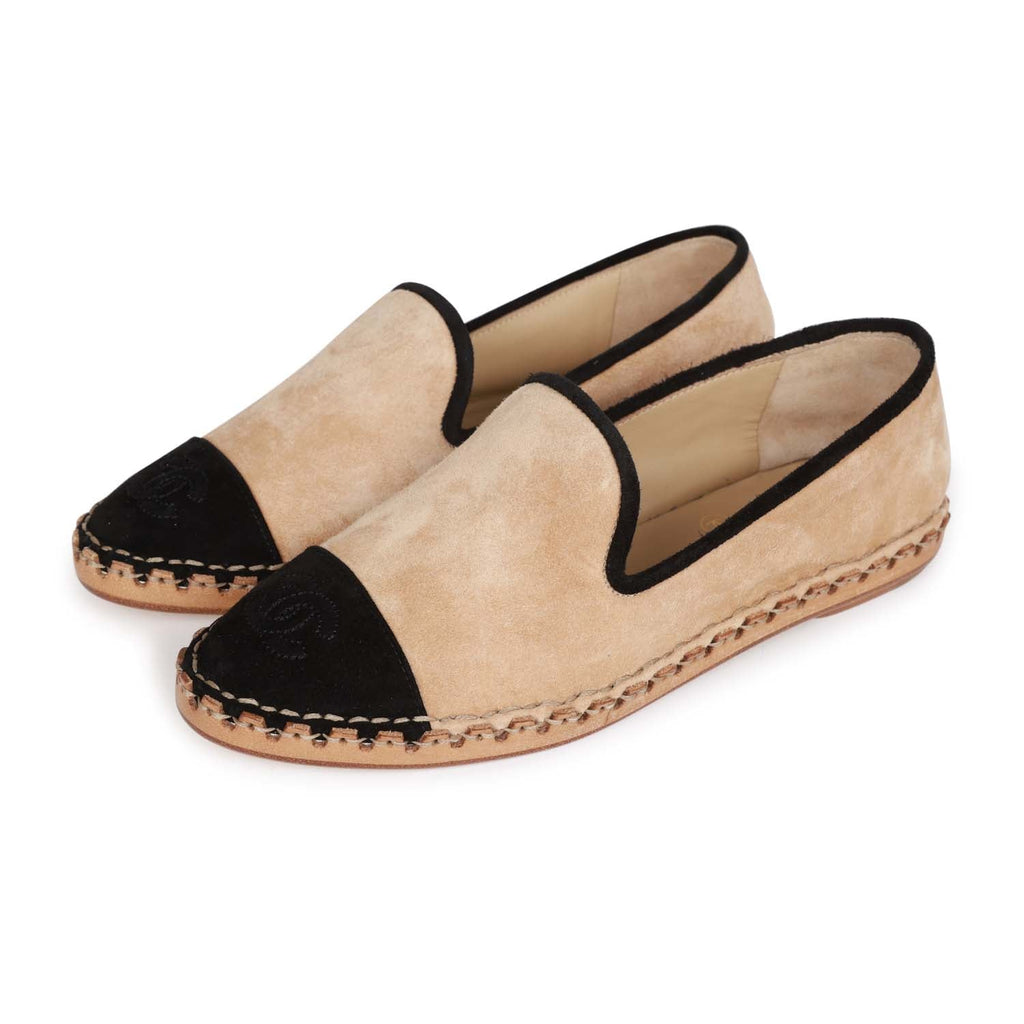 Chanel CC Espadrilles Beige and Black Suede 35 – Madison Avenue Couture