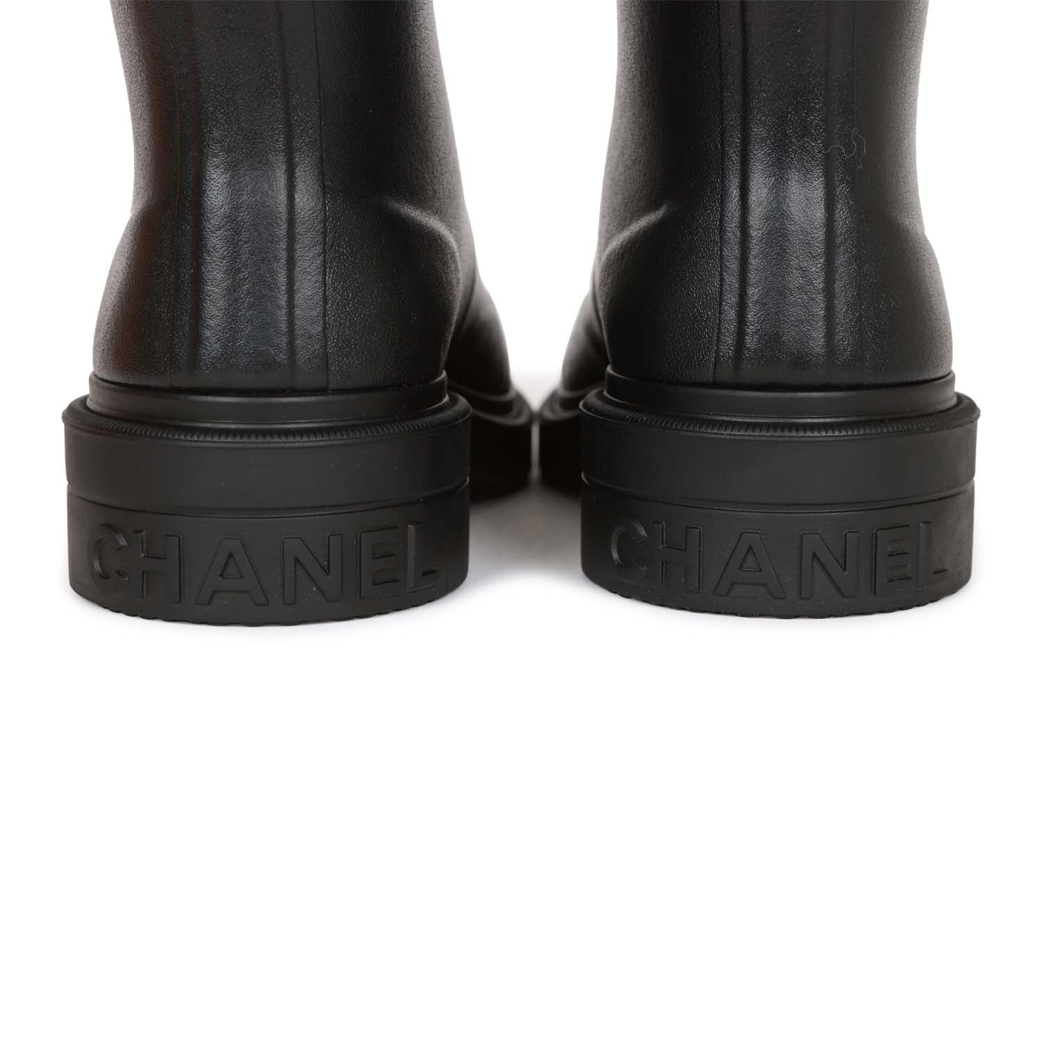 CHANEL COCO Mark Glitter Long Heels boots G33220 black 38C