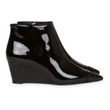 Chanel CC Wedge Ankle Boots Black Patent Leather 36.5