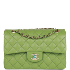 Chanel Small Classic Double Flap Green Caviar Light Gold Hardware