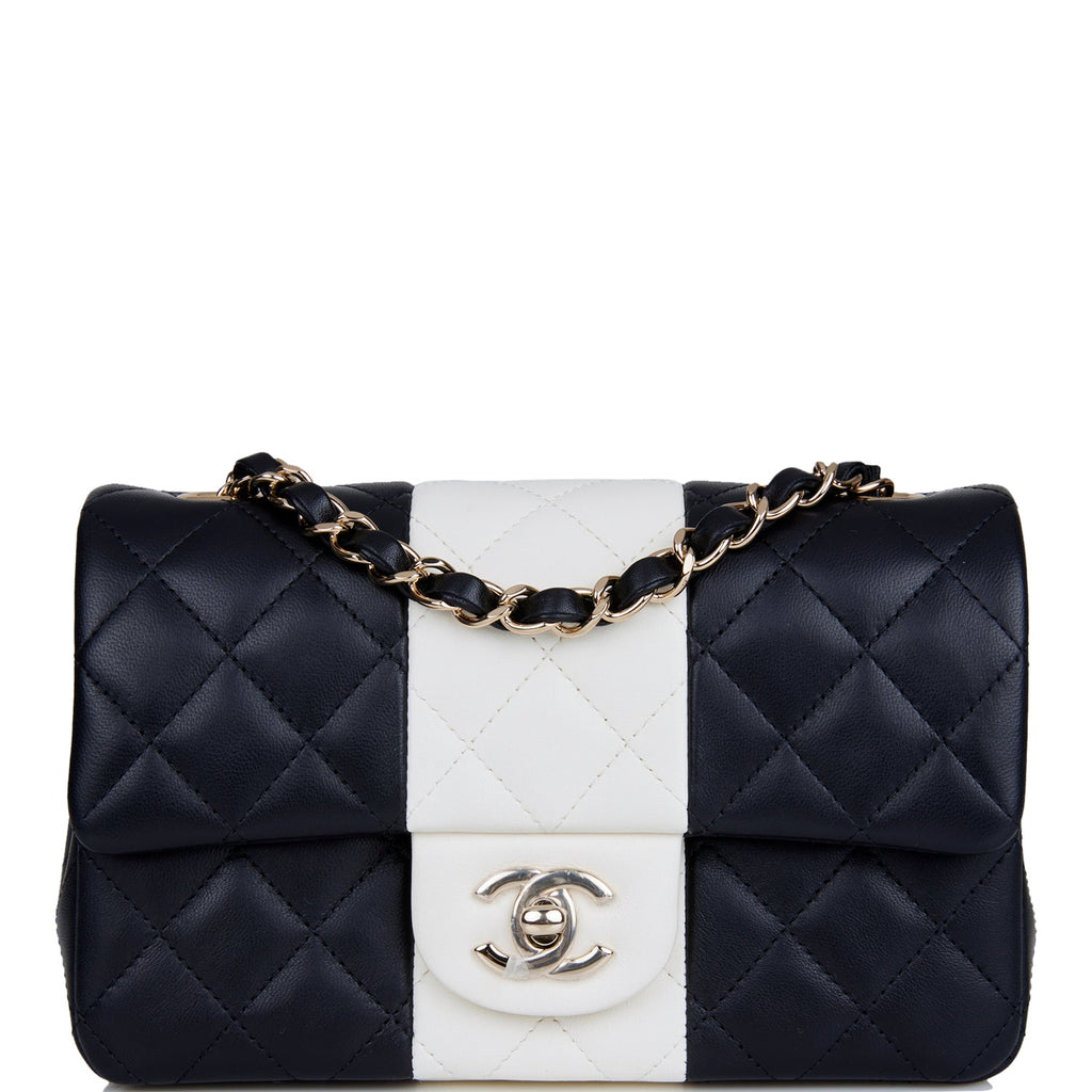 Chanel White/Black Lambskin Rectangular Mini Flap Light Gold Hardware –  Madison Avenue Couture