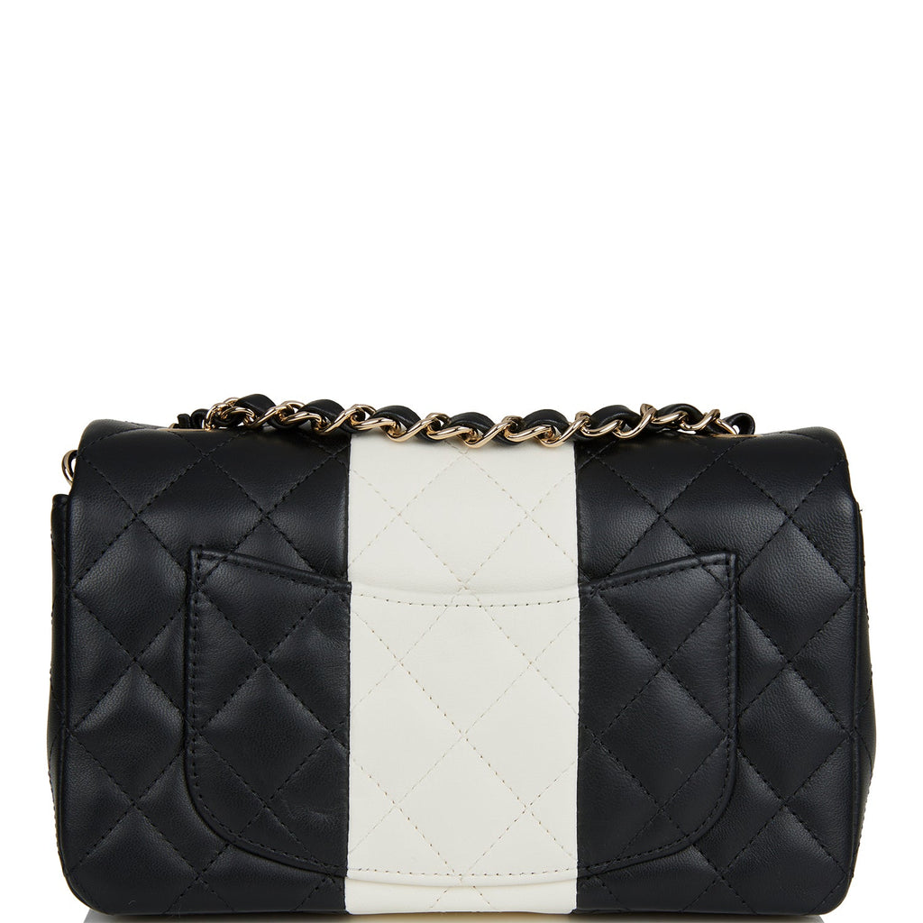 Chanel White/Black Quilted Lambskin Rectangular Mini Classic Flap Bag Light  Gold Hardware – Madison Avenue Couture