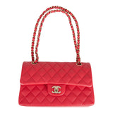 Chanel Small Classic Double Flap Red Caviar Light Gold Hardware