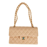 Chanel Small Classic Double Flap Bag Beige Caviar Gold Hardware