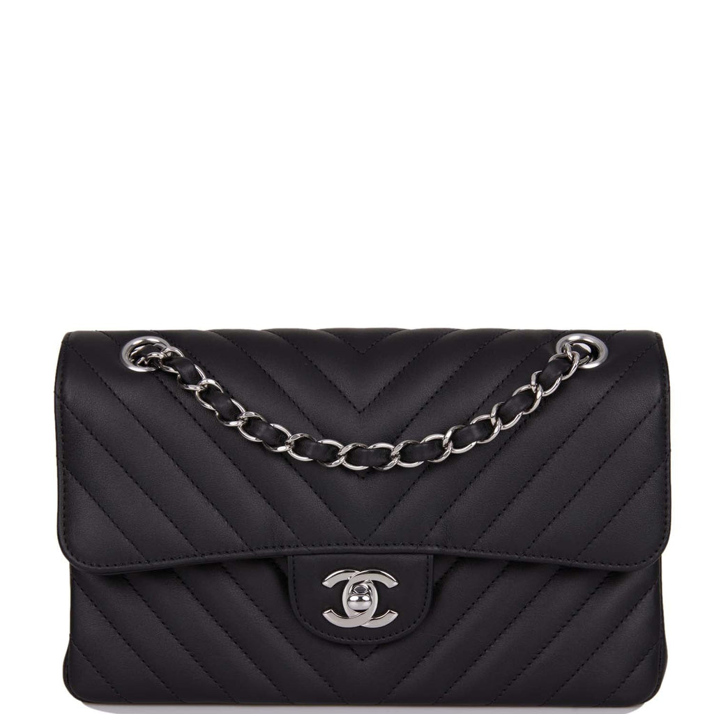 Chanel So Black Chevron Large Classic Double Flap Bag