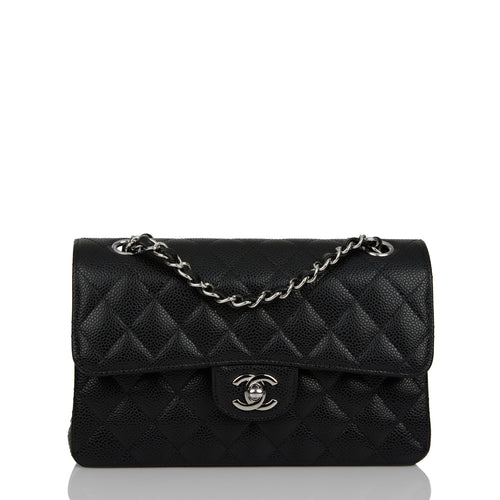 Chanel Small Classic Double Flap Black Caviar Silver Hardware
