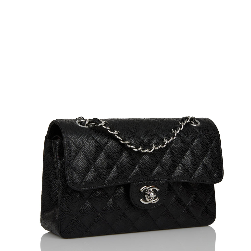 Chanel Classic Flap Bag Mini White Caviar Silver Hardware