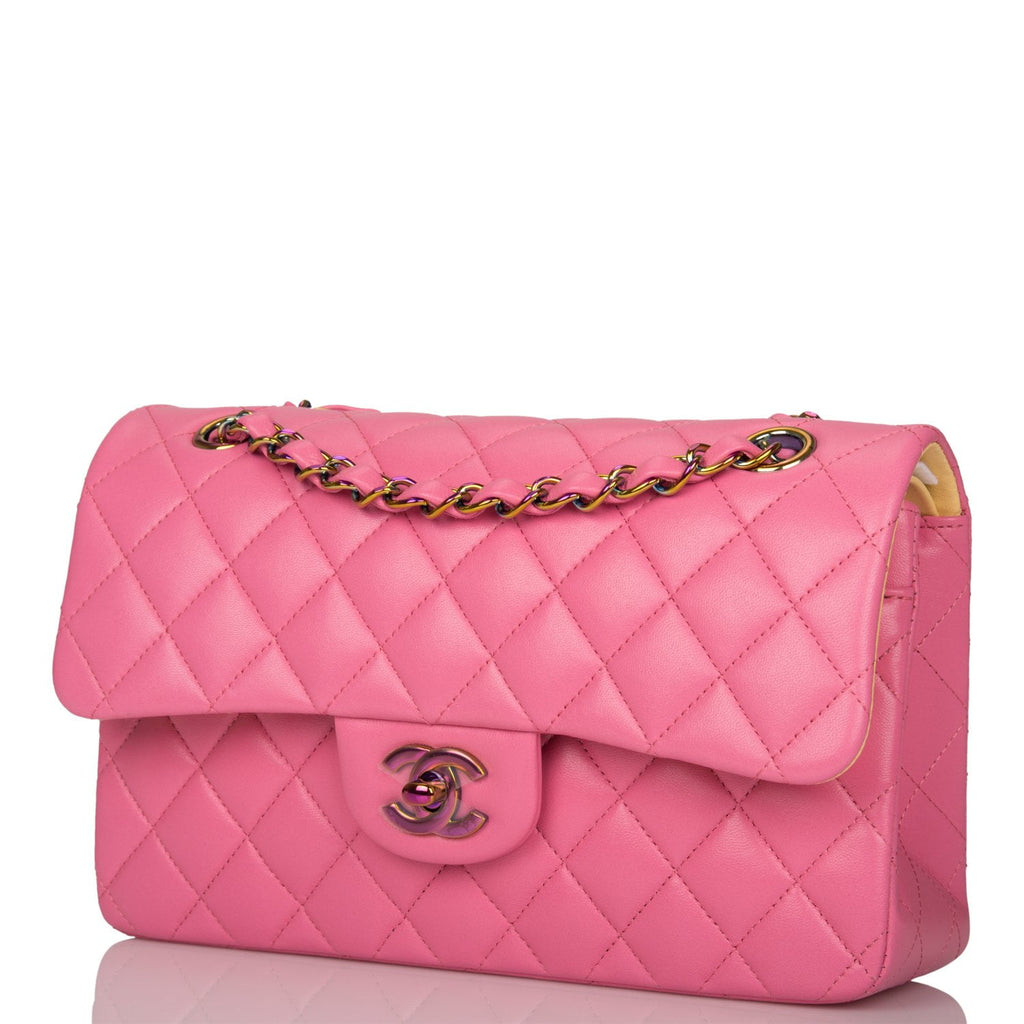 Chanel Pink Lambskin Small Classic Double Flap Bag w/ Box