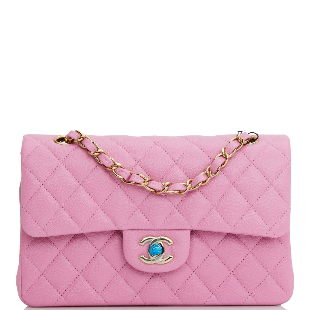 Chanel Classic M/L Medium Double Flap Rose Gold Pink Lambskin Gold Har –  Coco Approved Studio