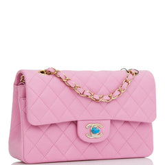 Chanel Small Classic Double Flap Dark Pink Caviar Light Gold Hardware