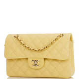 Chanel Small Classic Double Flap Bag Yellow Lambskin Light Gold Hardware