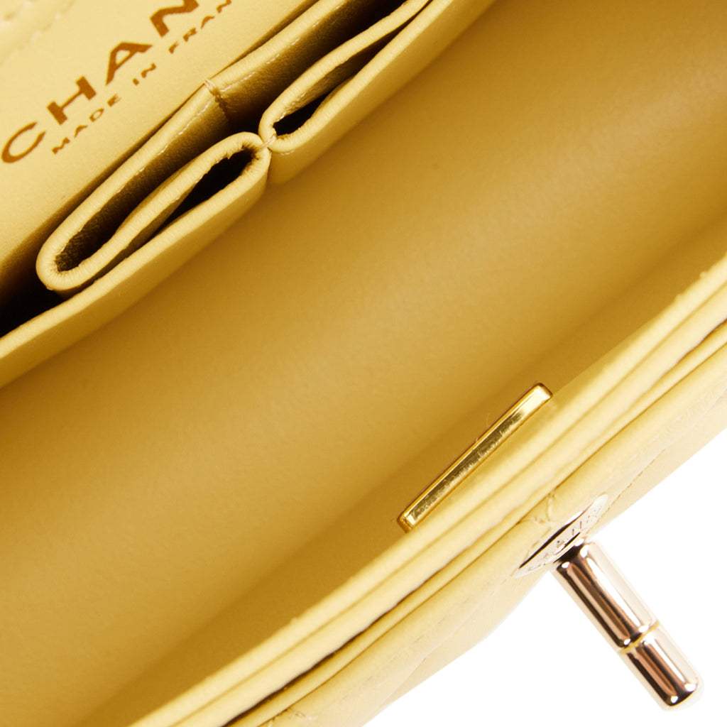 Classic handbag, Patent calfskin & gold-tone metal, yellow — Fashion |  CHANEL