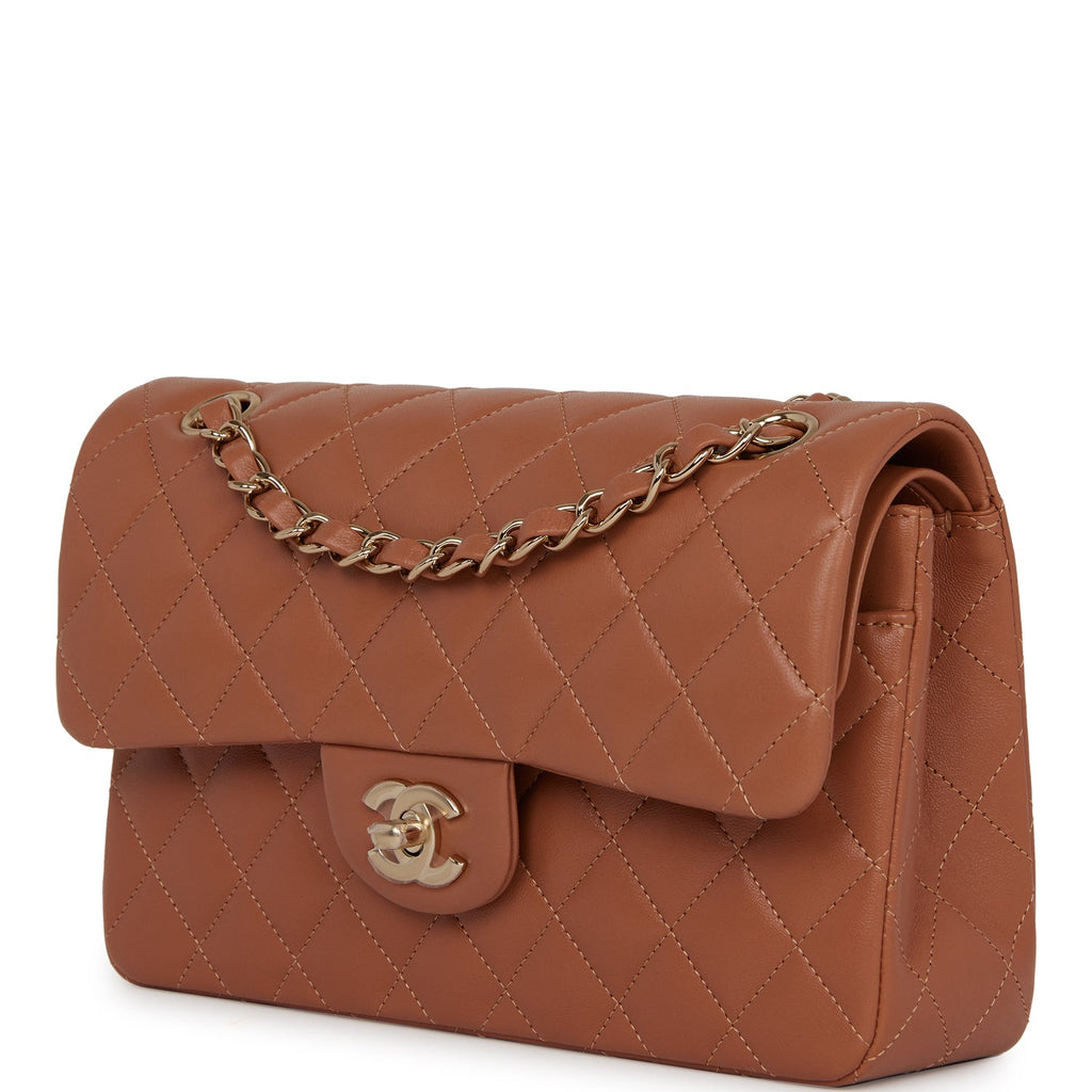 Authentic Chanel 10 Caramel Lambskin Leather Double flap 255 Shoulder Bag  GHW  Shoulder bag Chanel Bags