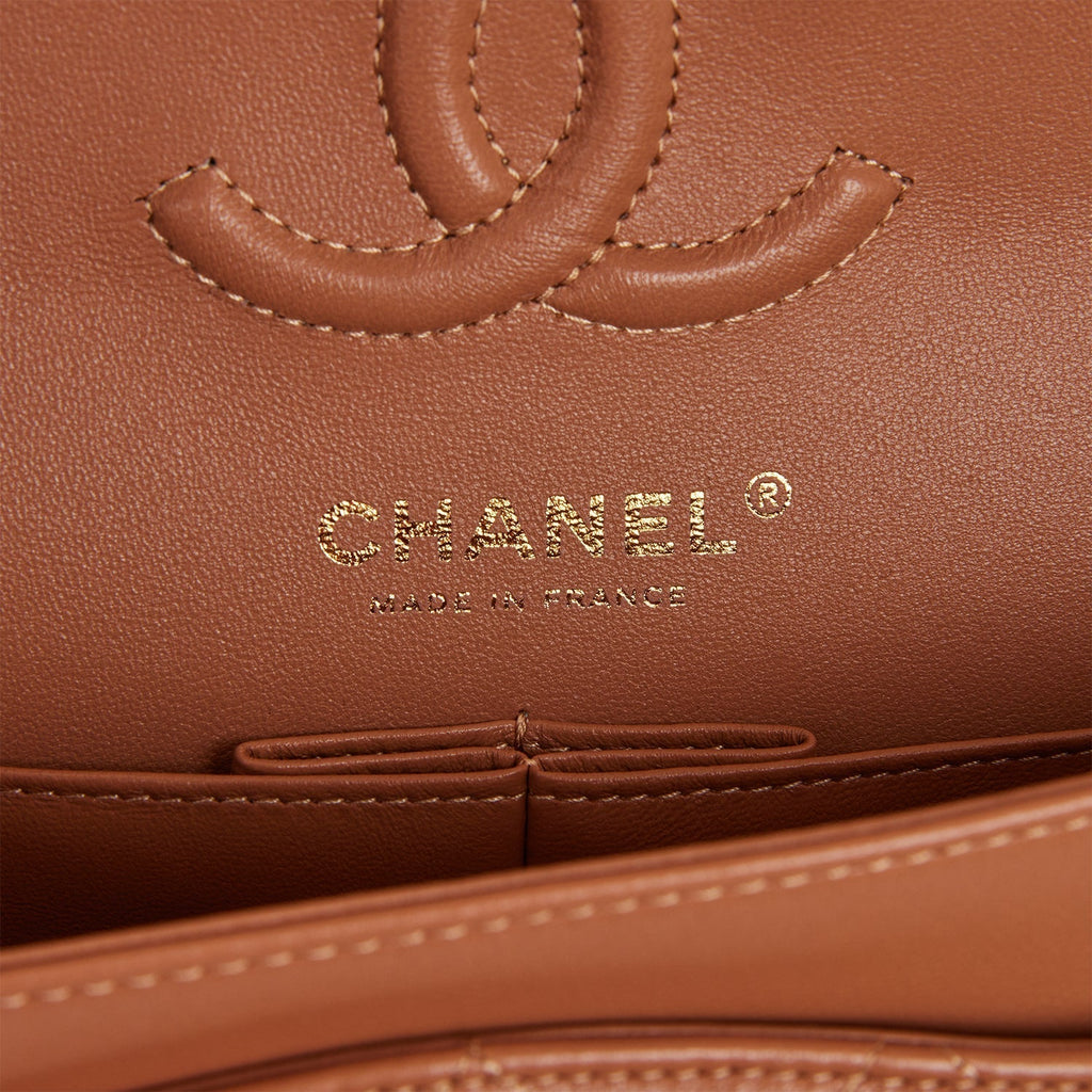 Chanel Small Classic Double Flap Bag Caramel Lambskin Light Gold Hardware Deposit 1
