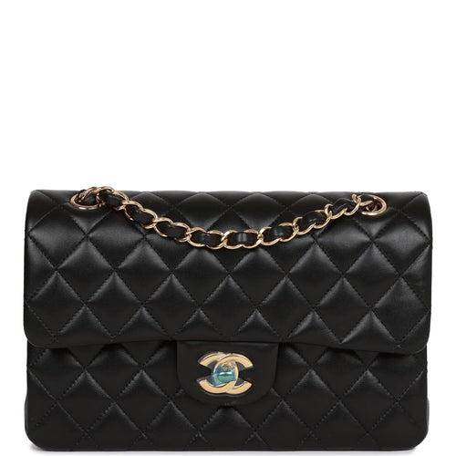 Chanel Small Classic Double Flap Black Lambskin Light Gold Hardware