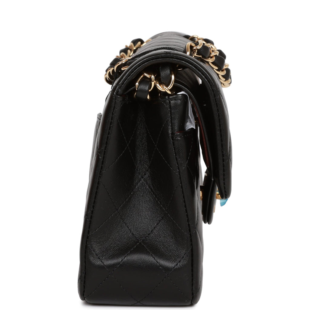 Chanel Black Lambskin Small Classic Double Flap Bag Gold Hardware
