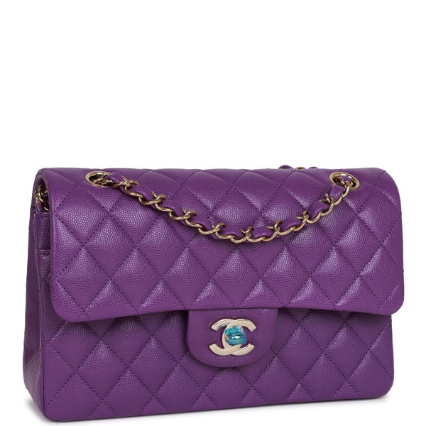 Unboxing Chanel 22S Purple Caviar Small Size Classic Flap with