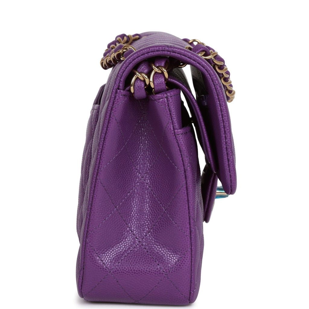 Buy the Authentic Womens Purple Leather Inner Zipper Pocket Double