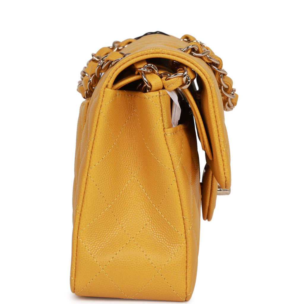 Chanel Small Classic Double Flap Yellow Caviar Light Gold Hardware
