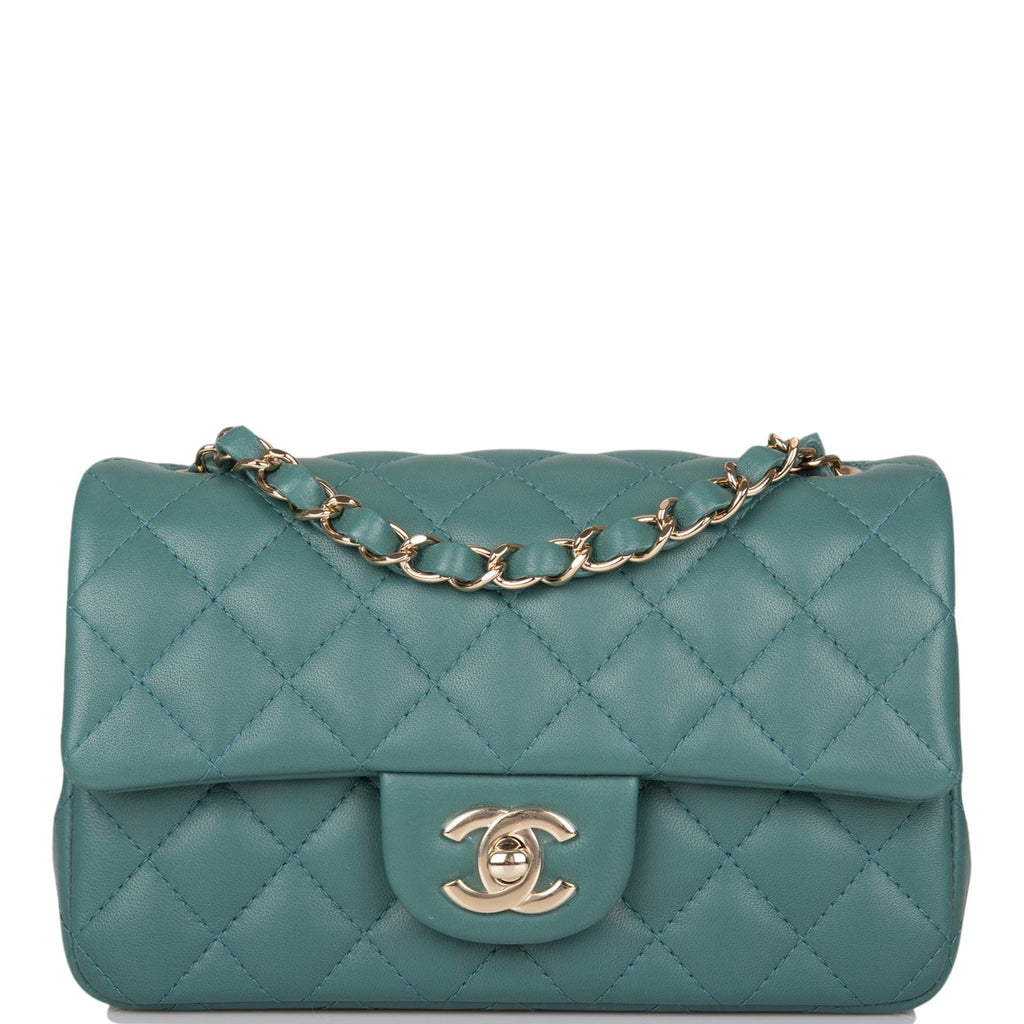 Chanel Green Diamond Stitch Leather Mini Flap Bag Chanel