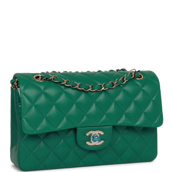 Chanel CC Chain Flap Bag Quilted Shearling with Lambskin Small Green 5804469