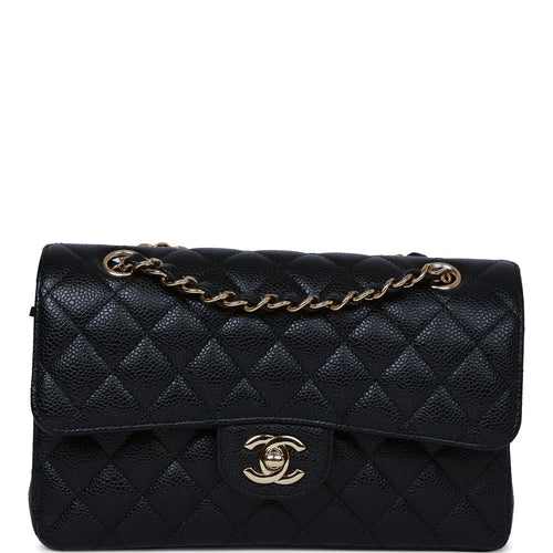 Pre-owned Chanel Small Classic Double Flap Bag Black Caviar Gold Hardware