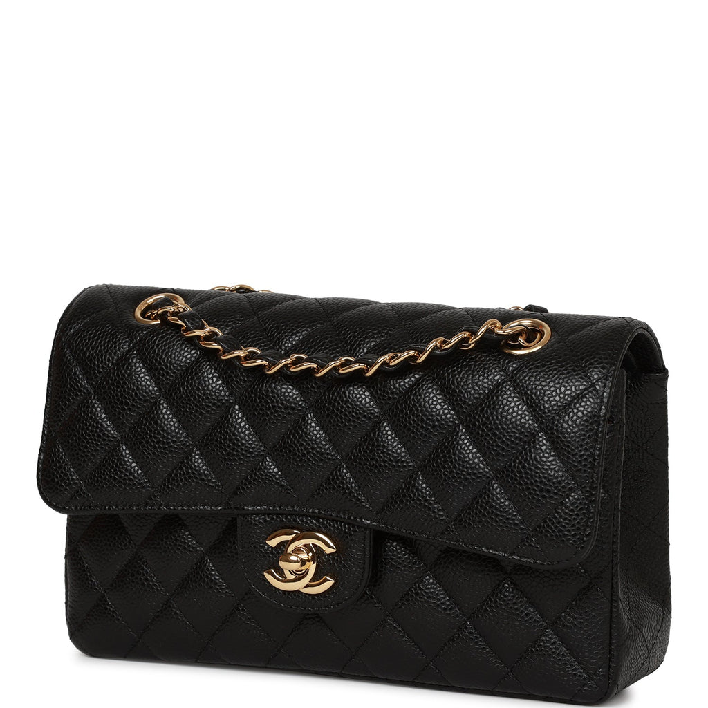 Pre-owned Chanel Small Classic Double Flap Bag Black Caviar Gold Hardware