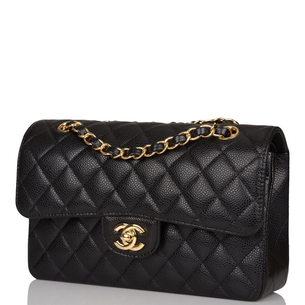 Chanel Clutch With Chain Classic Flap Quilted Caviar Bag in Matte Black