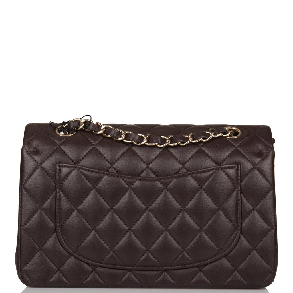 Chanel Small Classic Double Flap Bag Dark Brown Lambskin Light Gold Hardware