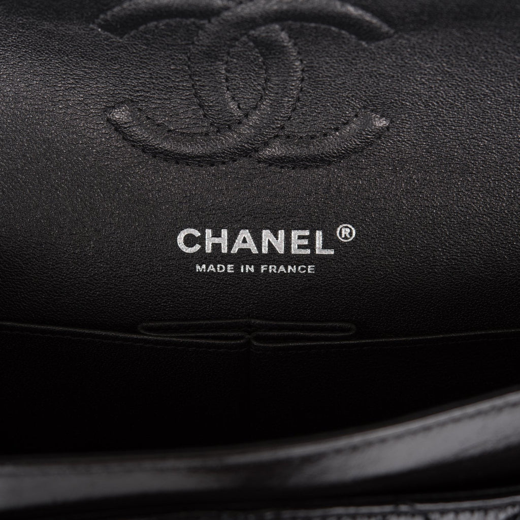 Chanel Small Classic Double Flap Shiny SO Black Crumpled Calfskin Black  Hardware