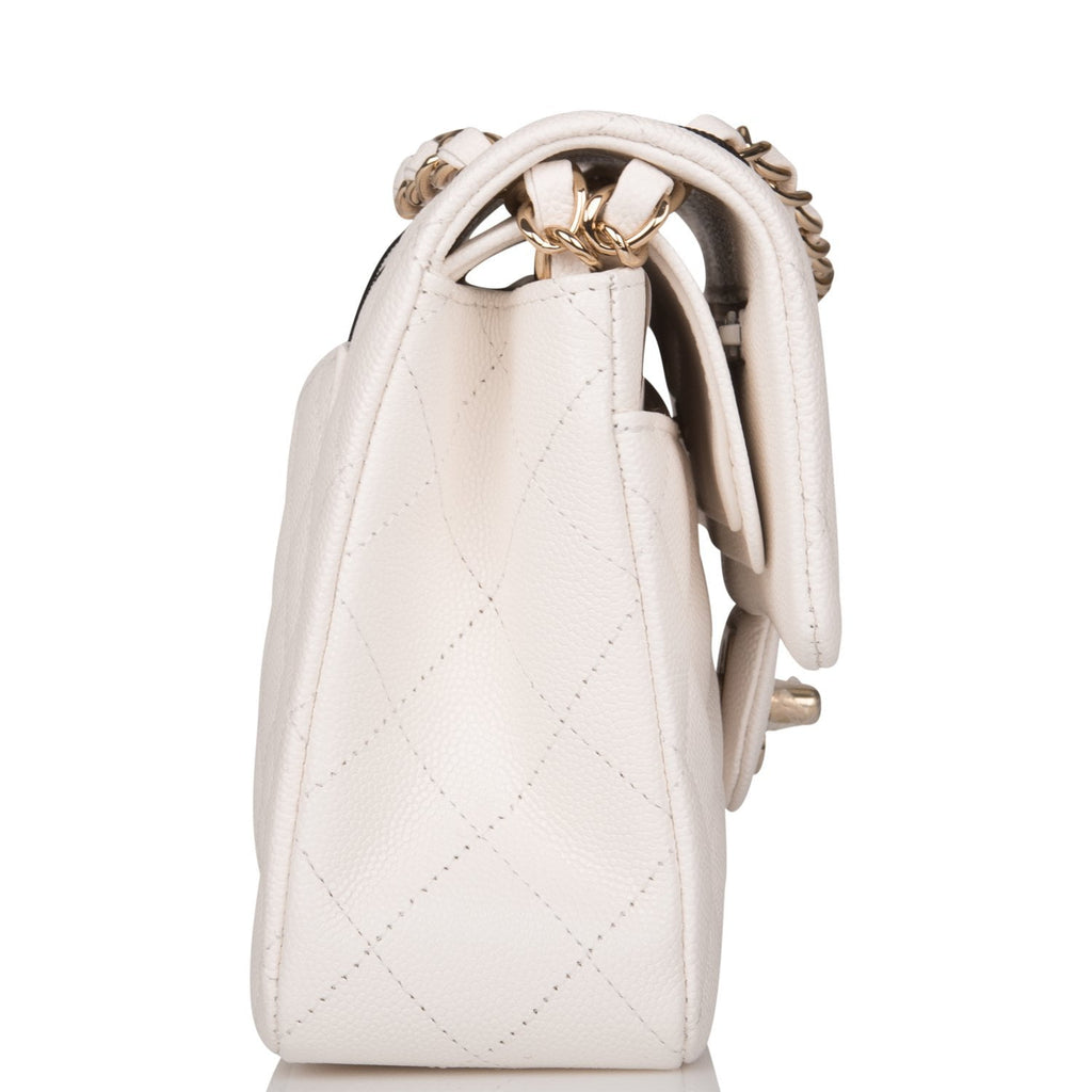 Chanel Classic Small S/M Flap Ivory White Caviar Silver Hardware – Coco  Approved Studio