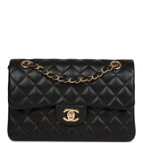 Pre-owned Chanel Small Classic Double Flap Bag Black Lambskin Gold Hardware