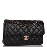 Chanel Small Classic Double Flap Bag Black Lambskin Rose Gold Hardware