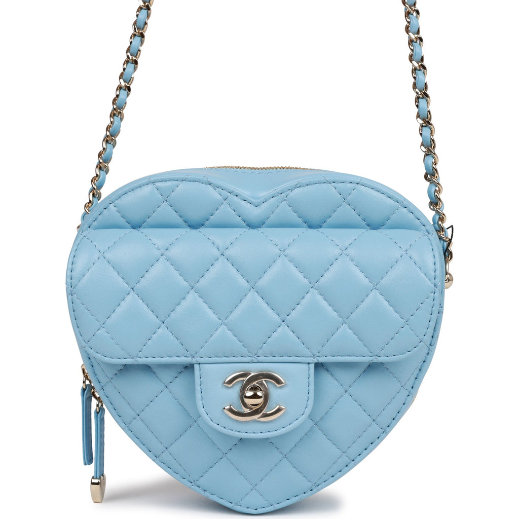 Chanel 22S Heart clutch bag blue lambskin