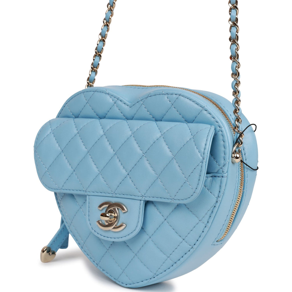 Chanel CC In Love Large Heart Bag Blue Lambskin Light Gold