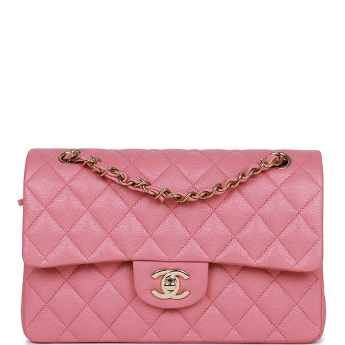 Chanel Small Classic Double Flap Dark Pink Caviar Light Gold Hardware