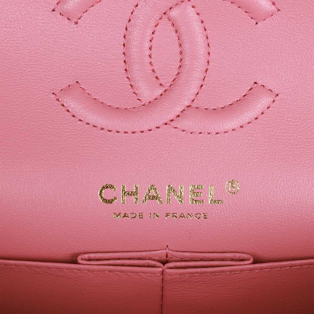 Chanel Small Classic Double Flap Dark Pink Caviar Light Gold Hardware