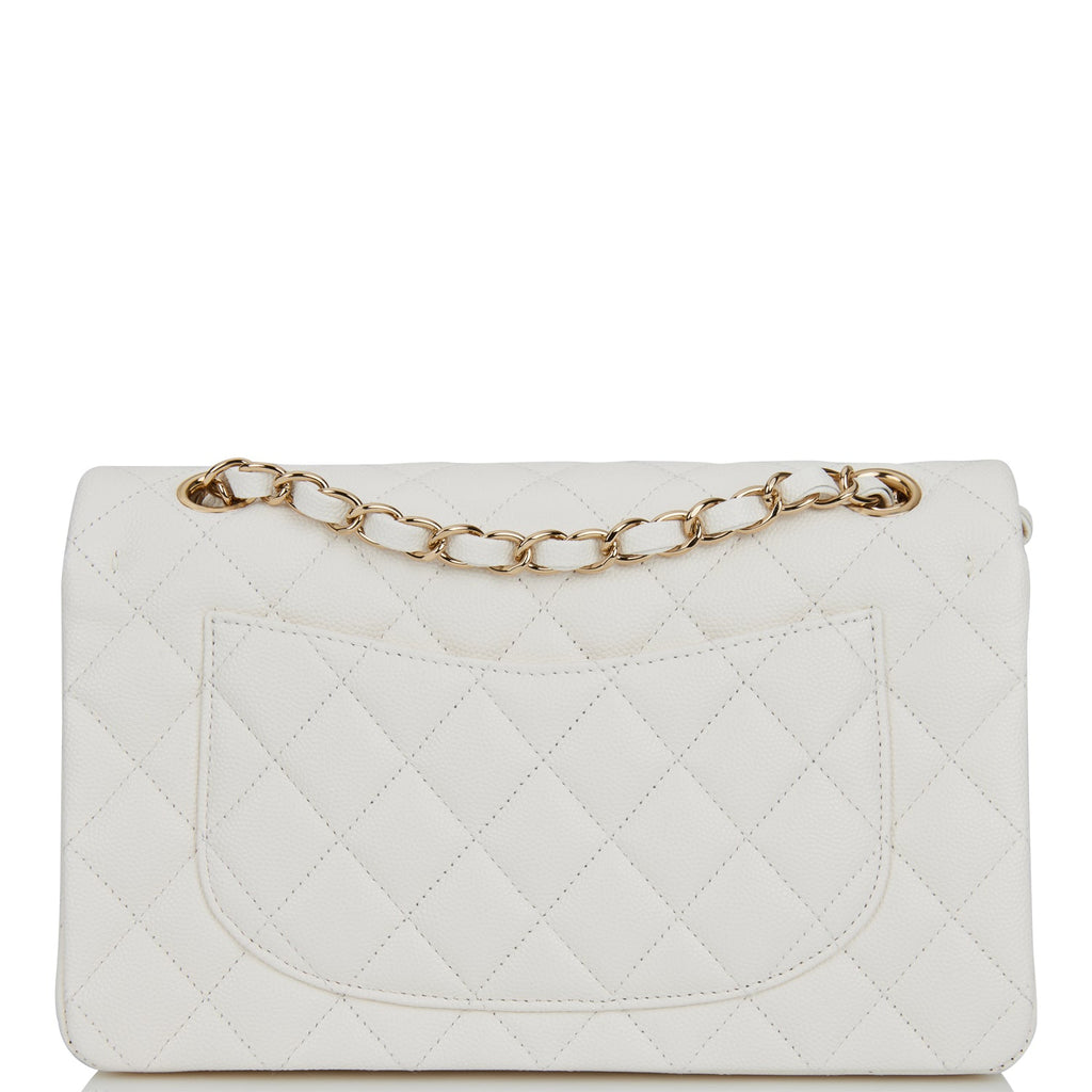 Chanel Small Classic Double Flap Bag White Caviar Light Gold Hardware – Madison  Avenue Couture