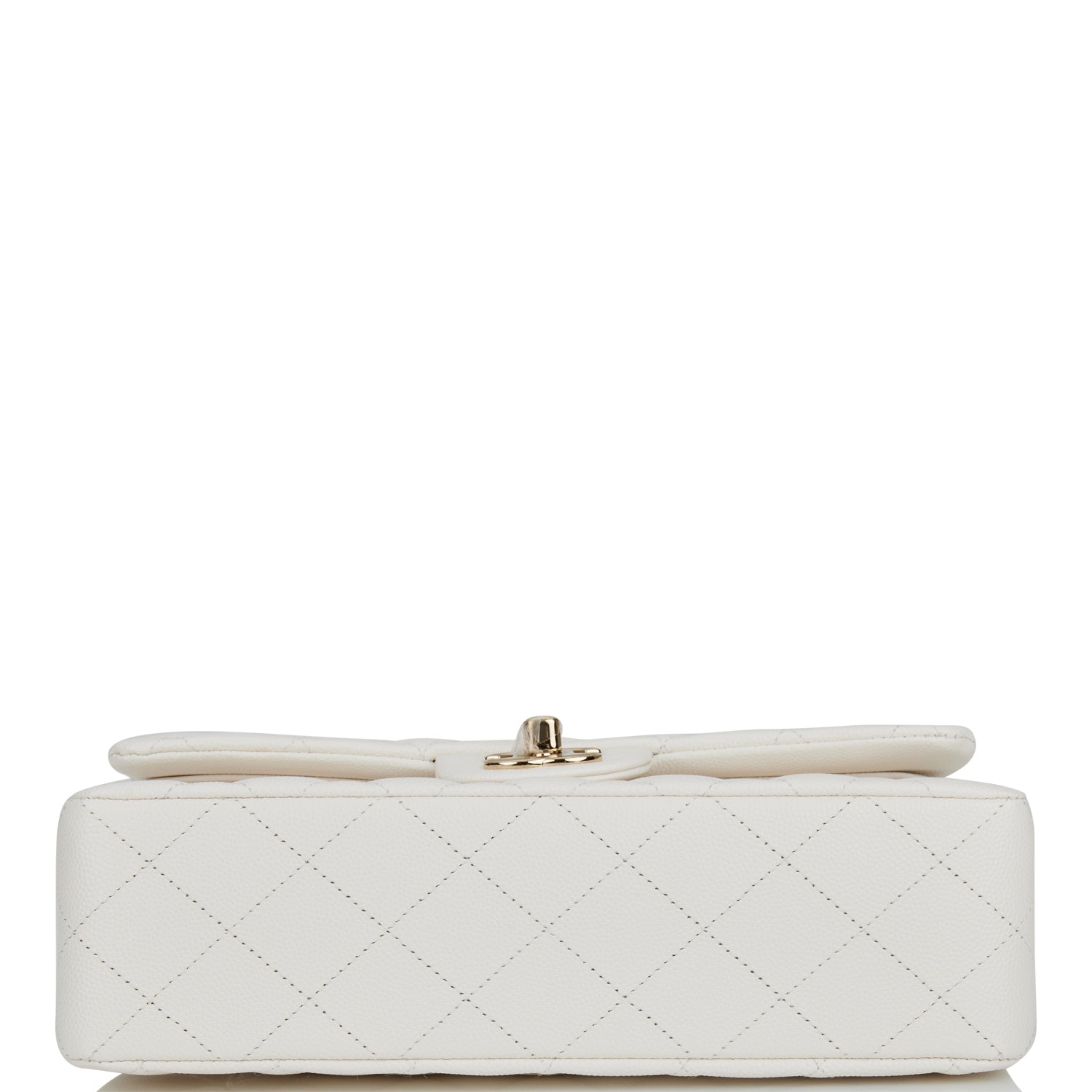 Chanel White Quilted Caviar Small Classic Double Flap Bag Light Gold ...