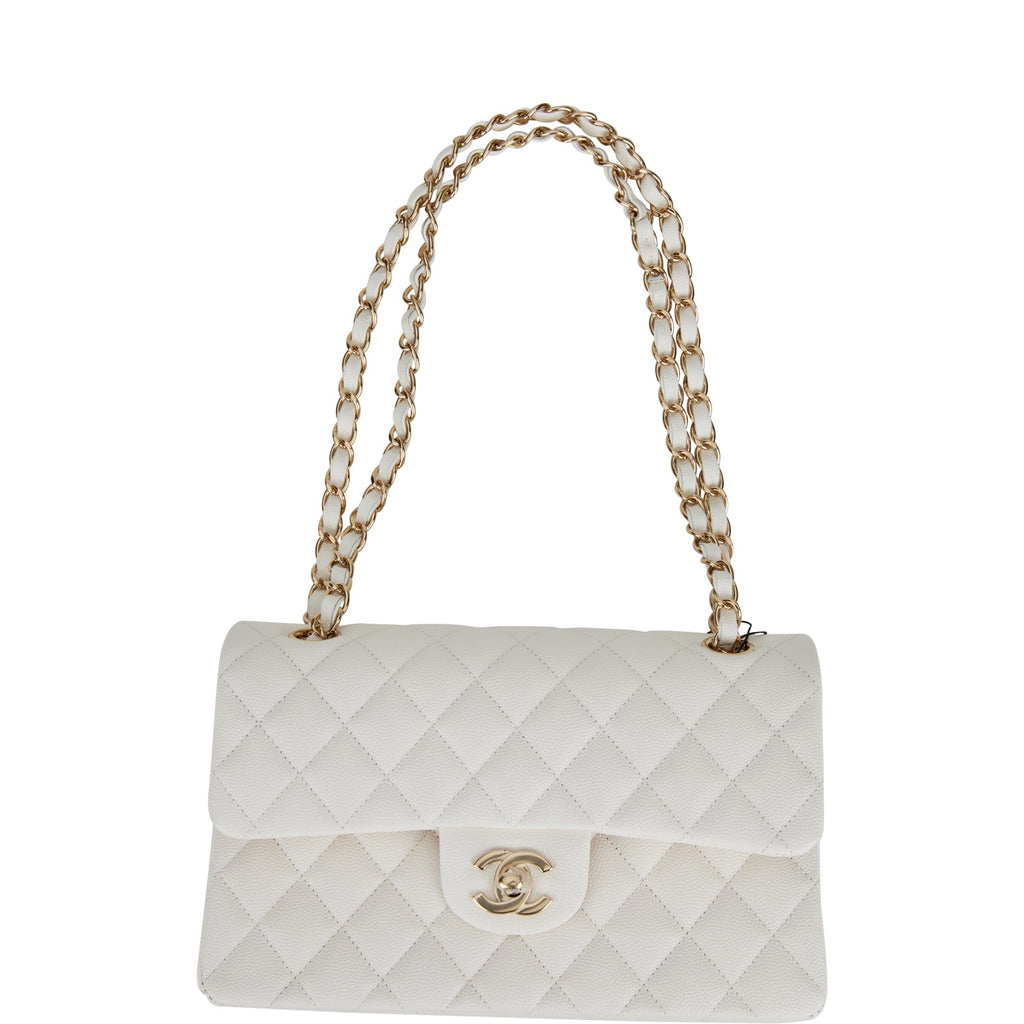 CHANEL Caviar Quilted Small Double Flap White 716880