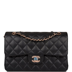 Chanel Small Classic Double Flap Bag Black Lambskin Rose Gold Hardware