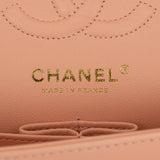 Chanel Small Classic Double Flap Peach Lambskin Light Gold Hardware