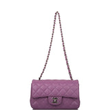 Chanel Purple Quilted Lambskin Rectangular Mini Classic Flap Bag Silver Hardware