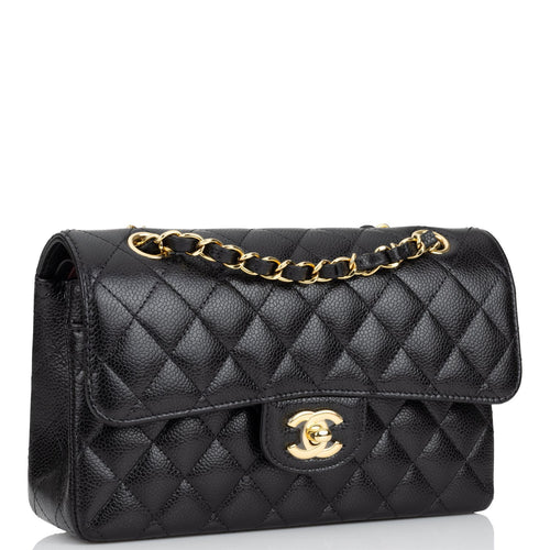 Chanel Small Classic Double Flap Black Caviar Gold Hardware