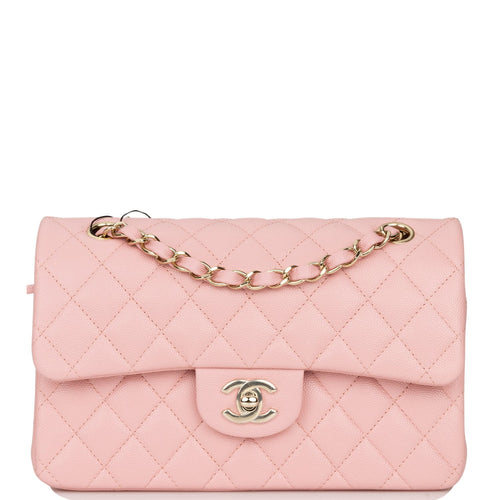 Chanel Small Classic Double Flap Pink Caviar Light Gold Hardware