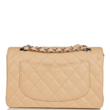 Chanel Small Classic Double Flap Bag Beige Caviar Silver Hardware