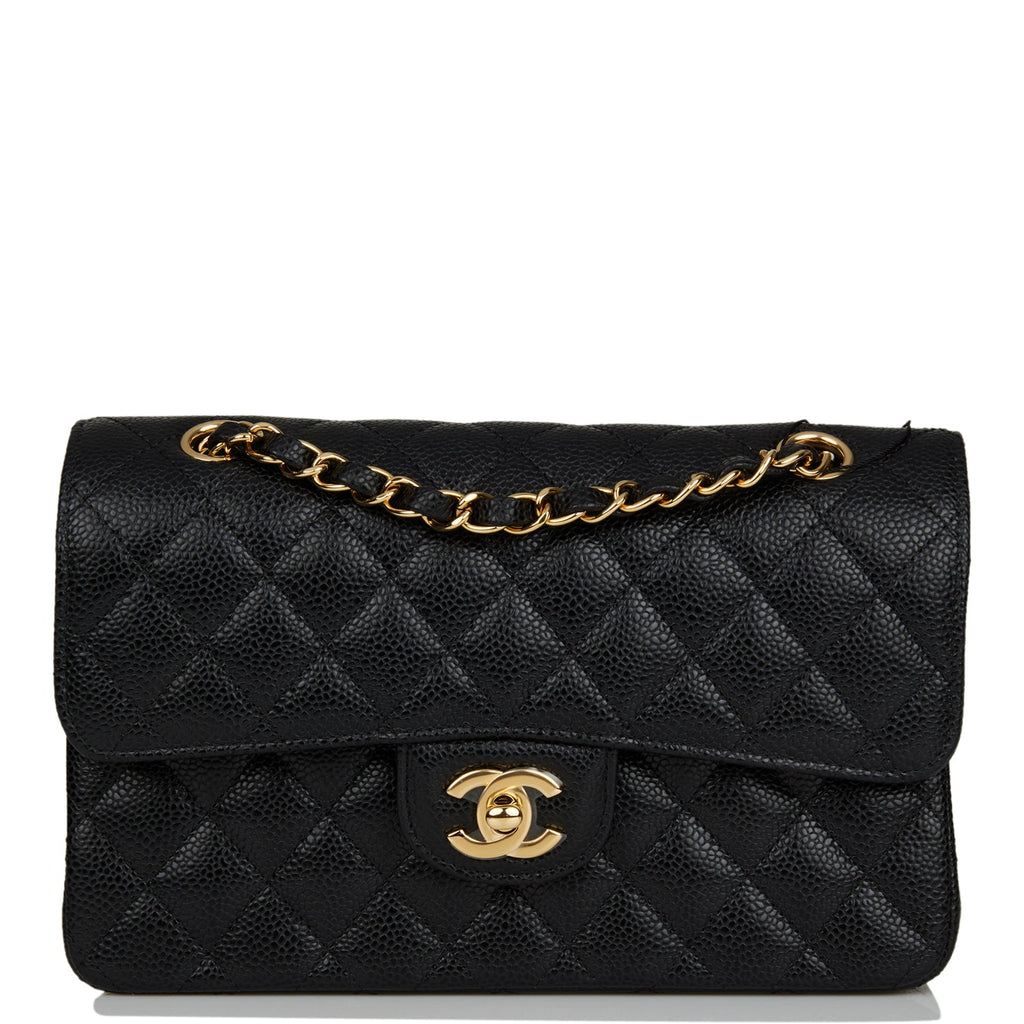 Chanel Classic Double Flap Quilted Caviar Gold-tone Medium Black