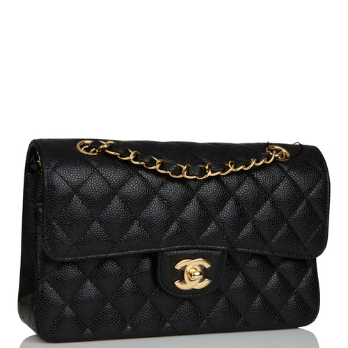 Chanel Small Classic Double Flap Black Caviar Gold Hardware